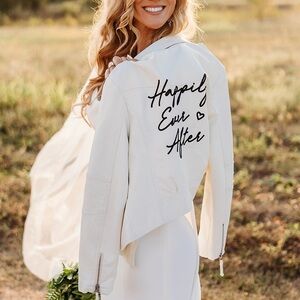 David's Bridal White Leather Jacket